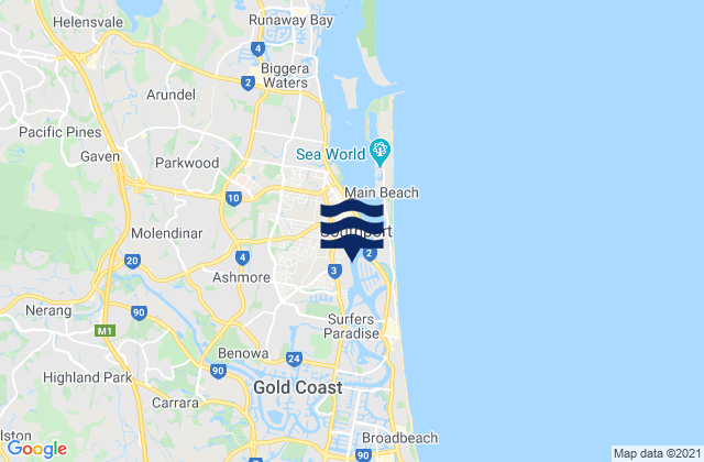 Mapa de mareas Nerang, Australia