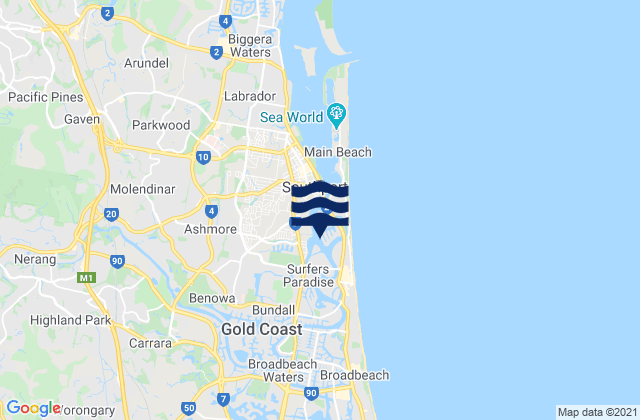 Mapa de mareas Nerang River (bundall), Australia