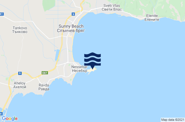 Mapa de mareas Nesebar, Bulgaria