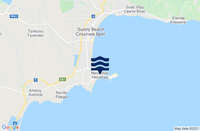 Mapa de mareas Nesebur, Bulgaria