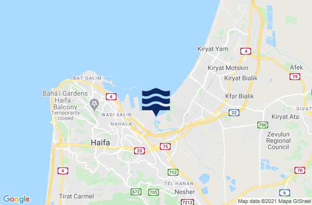 Mapa de mareas Nesher, Israel