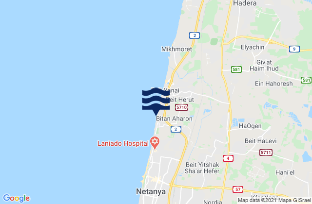 Mapa de mareas Neurim beach, Palestinian Territory