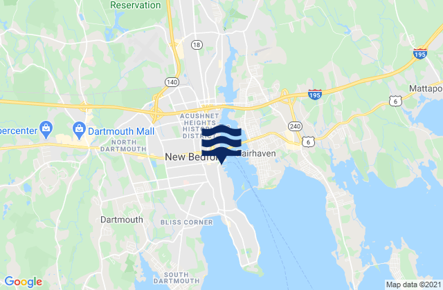 Mapa de mareas New Bedford, United States