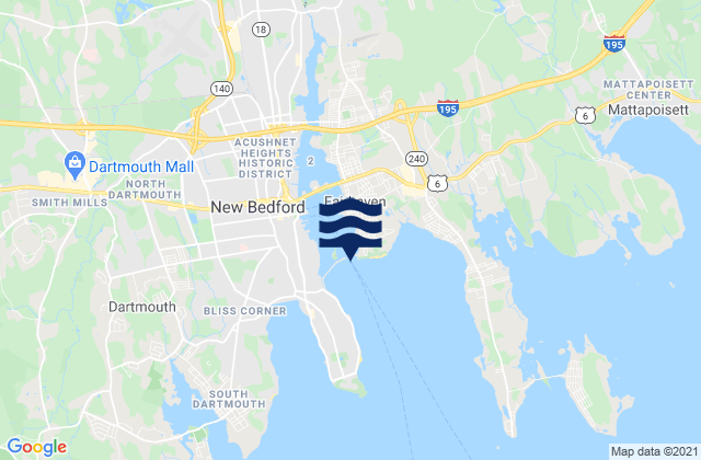 Mapa de mareas New Bedford Hurricane Barrier, United States