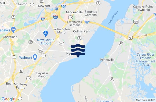 Mapa de mareas New Castle Delaware, United States
