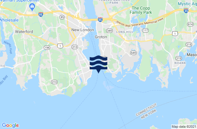 Mapa de mareas New London Harbor entrance, United States