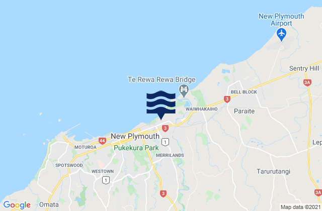 Mapa de mareas New Plymouth District, New Zealand