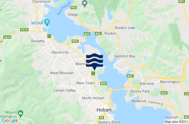 Mapa de mareas New Town, Australia