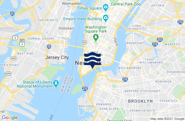 Mapa de mareas New York City, United States