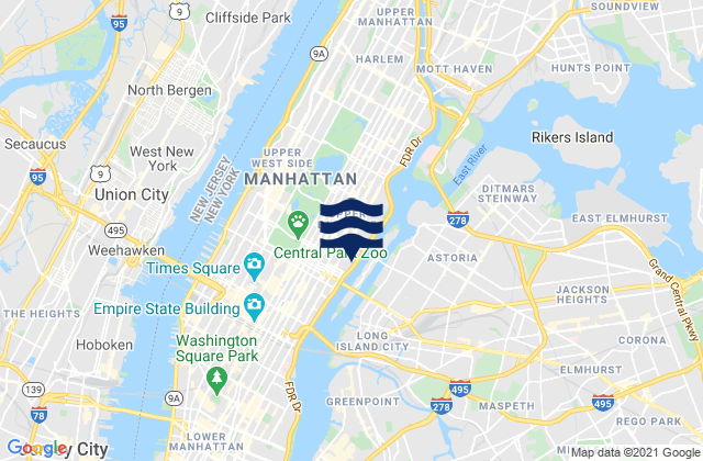 Mapa de mareas New York County, United States