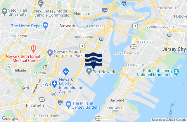 Mapa de mareas Newark, United States