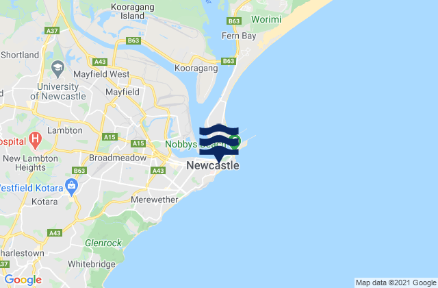 Mapa de mareas Newcastle Beach, Australia