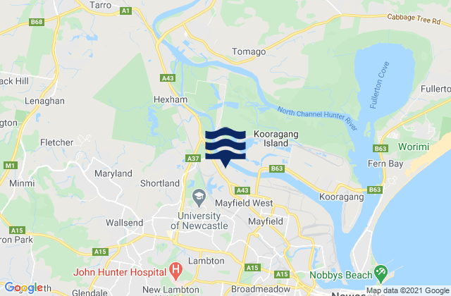 Mapa de mareas Newcastle, Australia