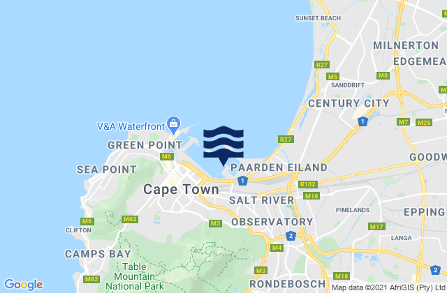 Mapa de mareas Newlands, South Africa