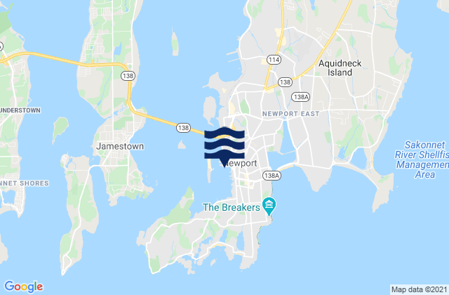 Mapa de mareas Newport, United States
