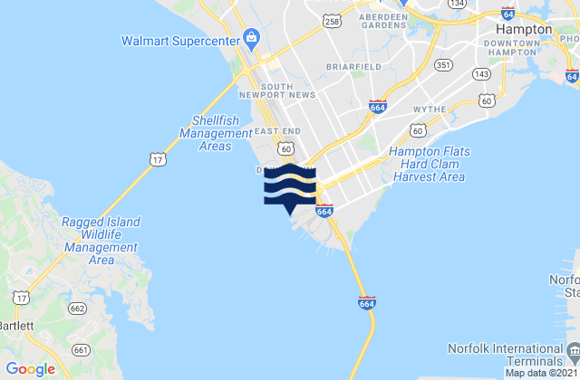 Mapa de mareas Newport News, United States