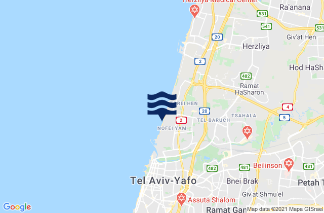 Mapa de mareas Neẖalim, Israel