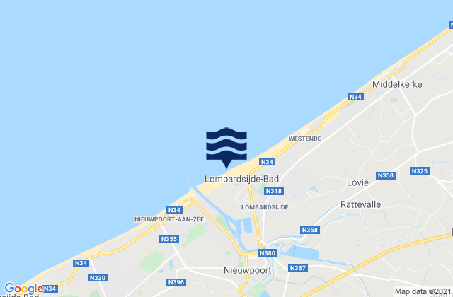 Mapa de mareas Nieuwpoort, Belgium