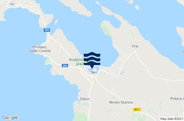 Mapa de mareas Nin, Croatia