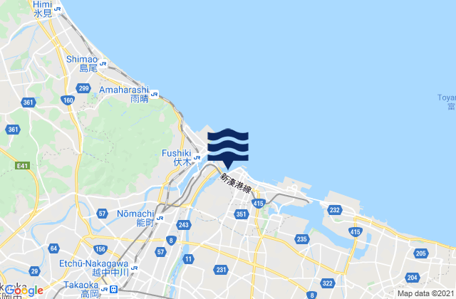Mapa de mareas Nishishinminato, Japan