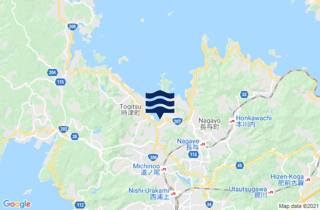 Mapa de mareas Nishisonogi-gun, Japan