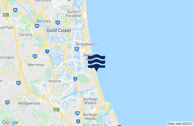 Mapa de mareas Nobby Beach, Australia