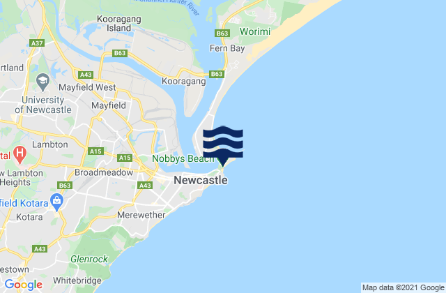 Mapa de mareas Nobby's Beach, Australia