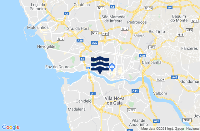 Mapa de mareas Nogueira, Portugal