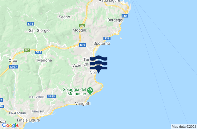 Mapa de mareas Noli, Italy