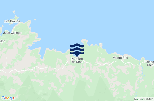 Mapa de mareas Nombre de Dios, Panama