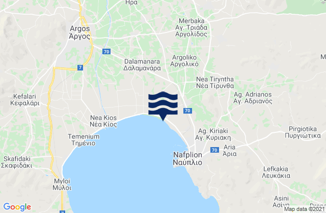 Mapa de mareas Nomós Argolídos, Greece