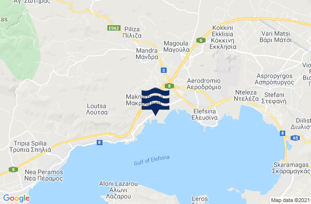 Mapa de mareas Nomós Attikís, Greece