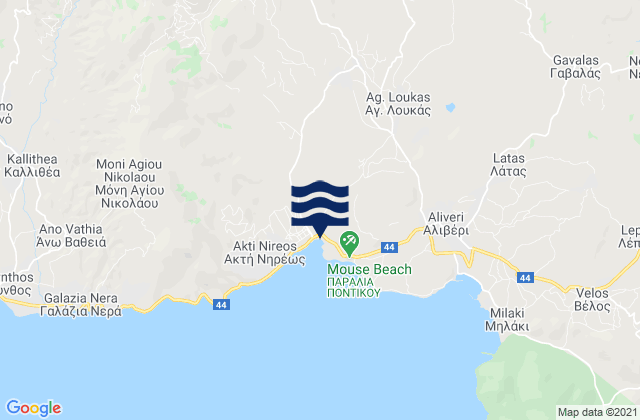 Mapa de mareas Nomós Evvoías, Greece