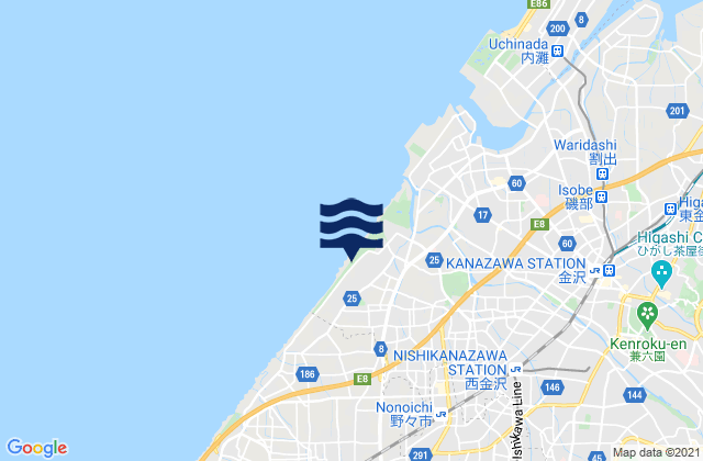 Mapa de mareas Nonoichi, Japan