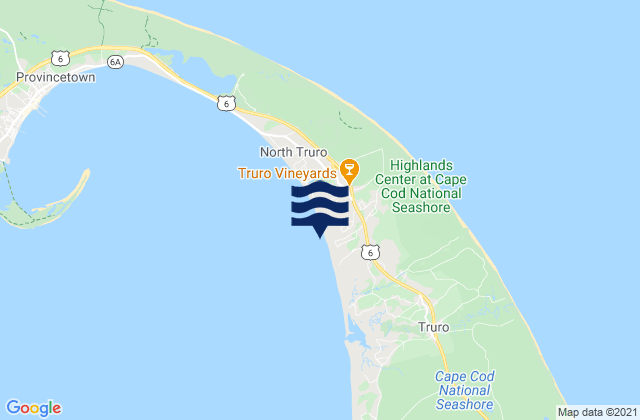 Mapa de mareas Noons Landing Truro, United States