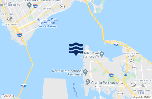 Mapa de mareas Norfolk Harbor Reach (Buoy R 8), United States