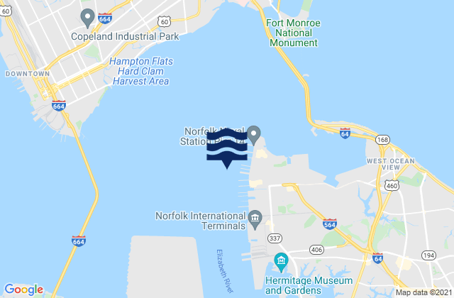 Mapa de mareas Norfolk Harbor Reach (Buoy R '8'), United States