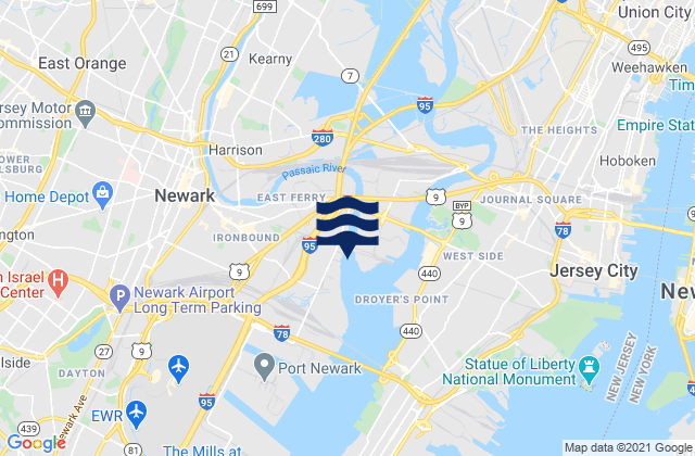 Mapa de mareas North Arlington, United States