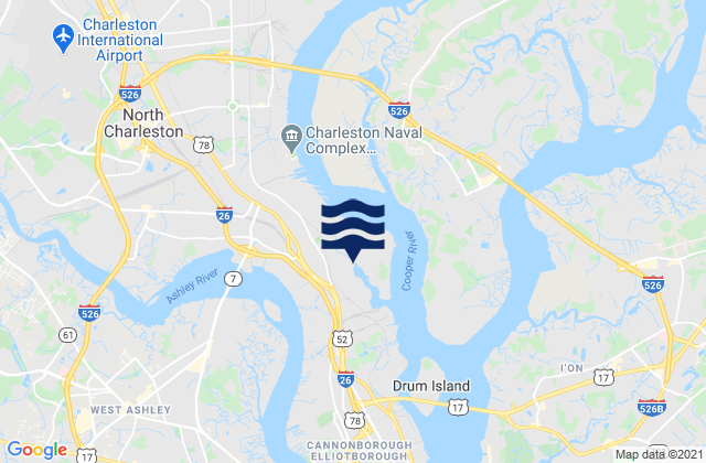Mapa de mareas North Charleston, United States
