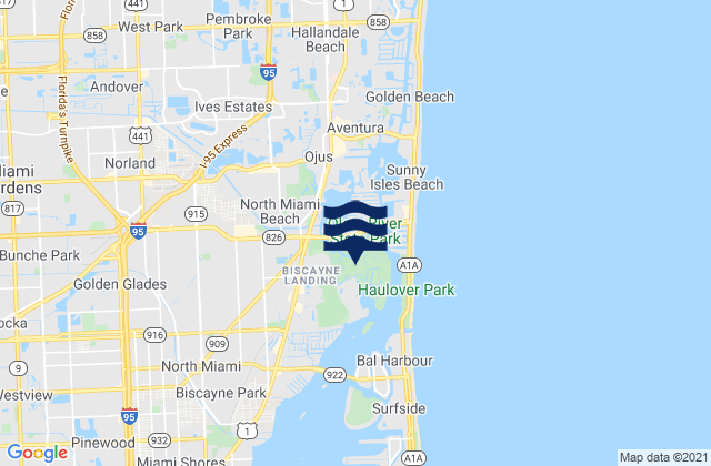 Mapa de mareas North Miami Beach, United States