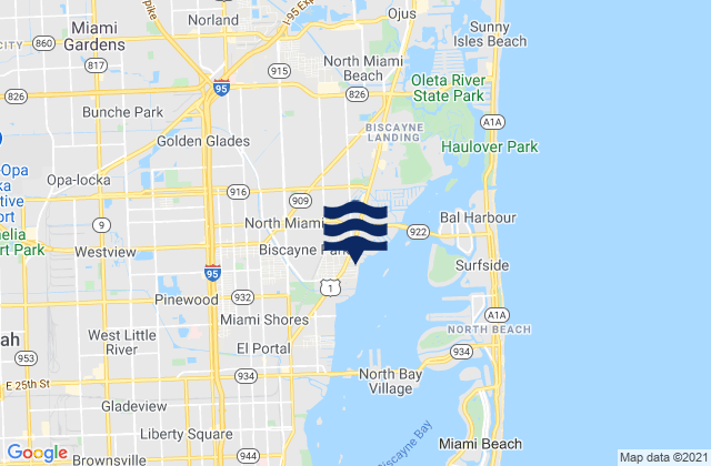 Mapa de mareas North Miami, United States