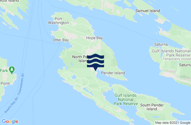 Mapa de mareas North Pender Island, Canada