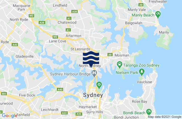 Mapa de mareas North Sydney, Australia
