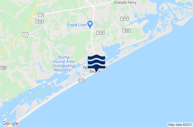 Mapa de mareas North Topsail Beach, United States