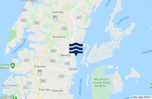 Mapa de mareas Northampton County, United States