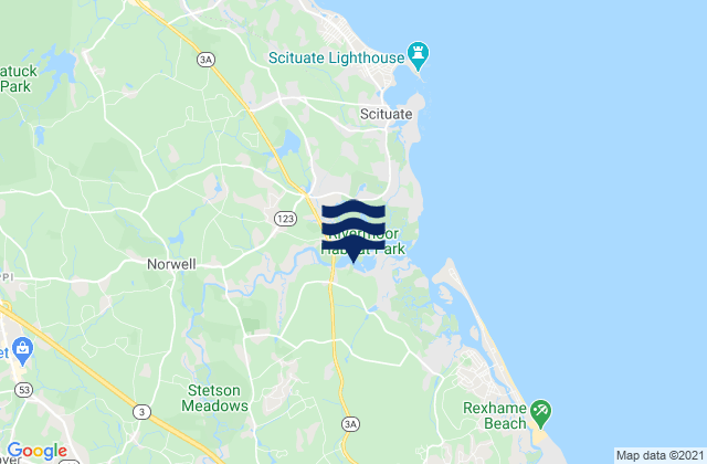 Mapa de mareas Norwell, United States