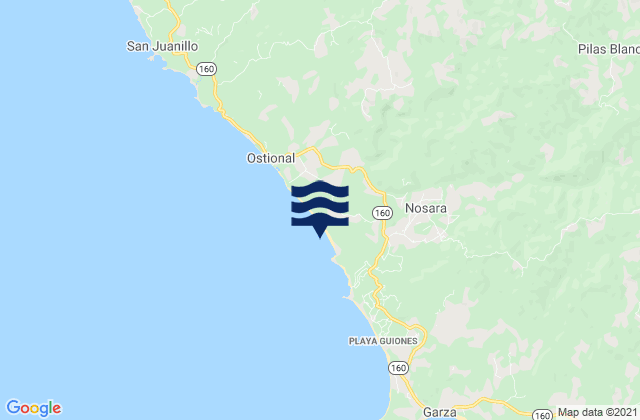 Mapa de mareas Nosara, Costa Rica