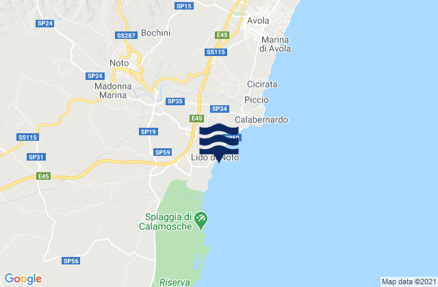 Mapa de mareas Noto, Italy
