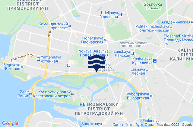 Mapa de mareas Novaya Derevnya, Russia