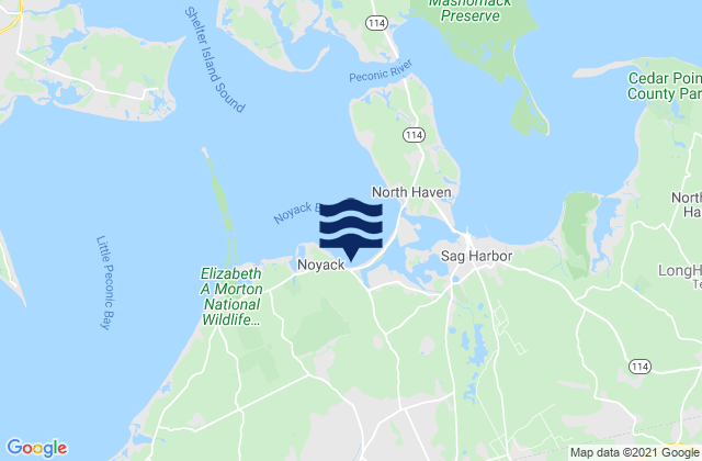 Mapa de mareas Noyack Bay, United States